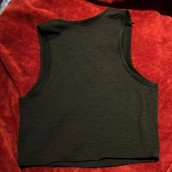 Zara Racer black Ribbed deep V-neck crop tank top Sz M - Picture 4 of 9